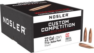 NOSLER BULLETS 22 CAL .224 - 77GR HP-BT CUSTOM COMP. 250CT