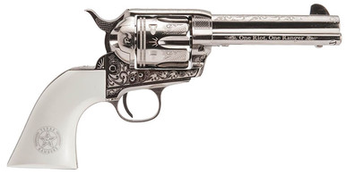 Cimarron Frontier PP410LNTXR Texas Ranger .45 Colt 4.75" 6 Rounds Laser Engraved Nickel/White Grips