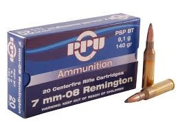 Prvi PPU 7mm-08 Remington Ammunition PP708 140 Grain Pointed Soft Point Boat Tail 20 rounds