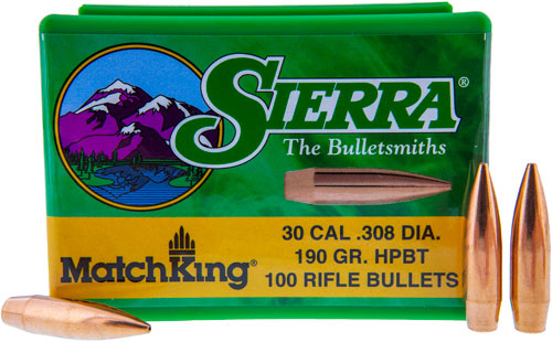 SIERRA BULLETS .30 CAL .308 - 190GR HP-BT MATCH 100CT - Image 2