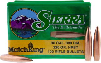 SIERRA BULLETS .30 CAL .308 - 220GR HP-BT MATCH 100CT