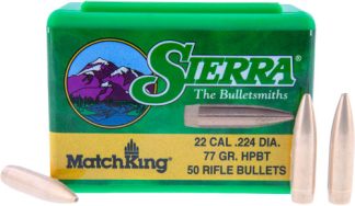 SIERRA BULLETS .22 CAL .224 - 77GR HPBT W/CANNELURE 50CT
