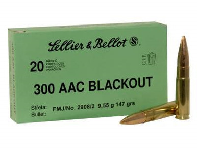 Sellier & Bellot 300 AAC Blackout Ammunition SB300BLKB 147 Grain Full Metal Jacket 20 rounds