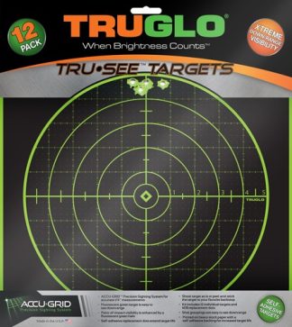 TRUGLO TRU-SEE REACTIVE TARGET - 100 YARD 12"X12" 12-PACK