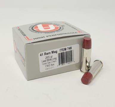 Underwood 41 Rem Mag Ammunition UW746 265 Grain Lead Wide Long Nose Gas Check 20 Rounds