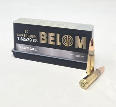 Belom 7.62x39 Ammunition BEL76239FMJ 123 Grain Full Metal Jacket 20 Rounds