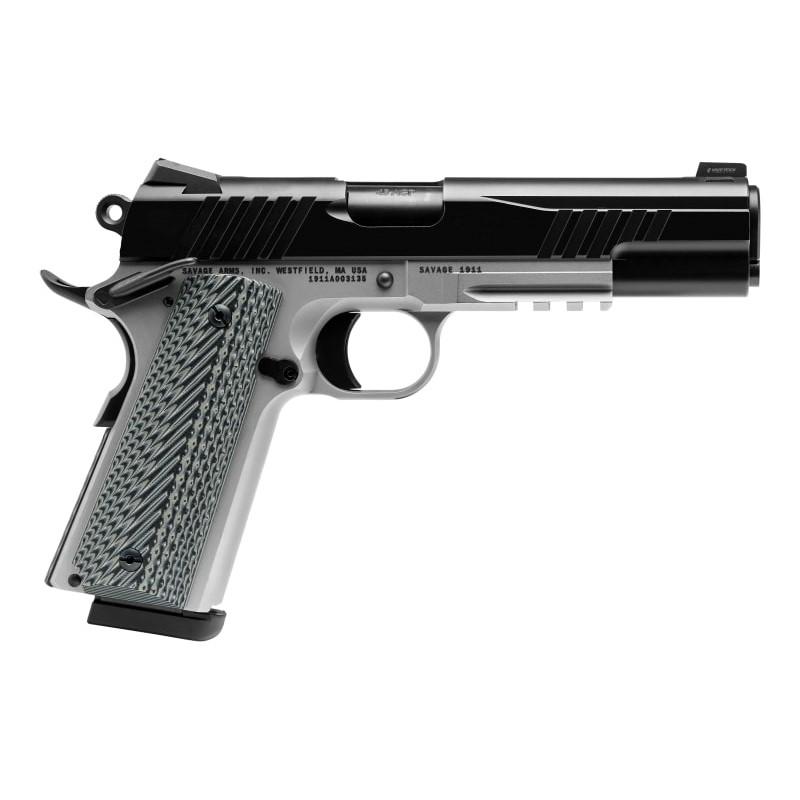 Savage 1911 Gov't Style Handgun 9mm Luger 10rd Magazines (2) 5" Barrel Black and Stainless with Rail