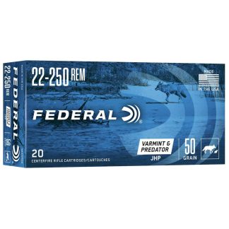 Federal American Eagle Rifle Ammunition .22-250 50gr Jacketed Hollow Point 20/rd Box