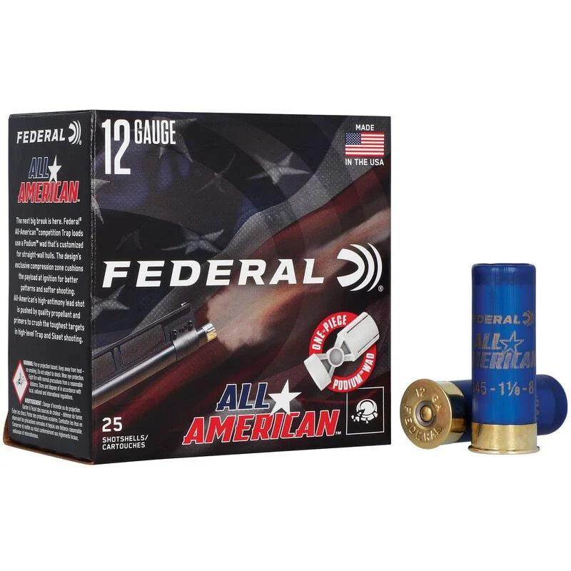 Federal All American Shotshells 12ga 2-3/4" 1-1/8oz 1250 fps #7.5 25/ct