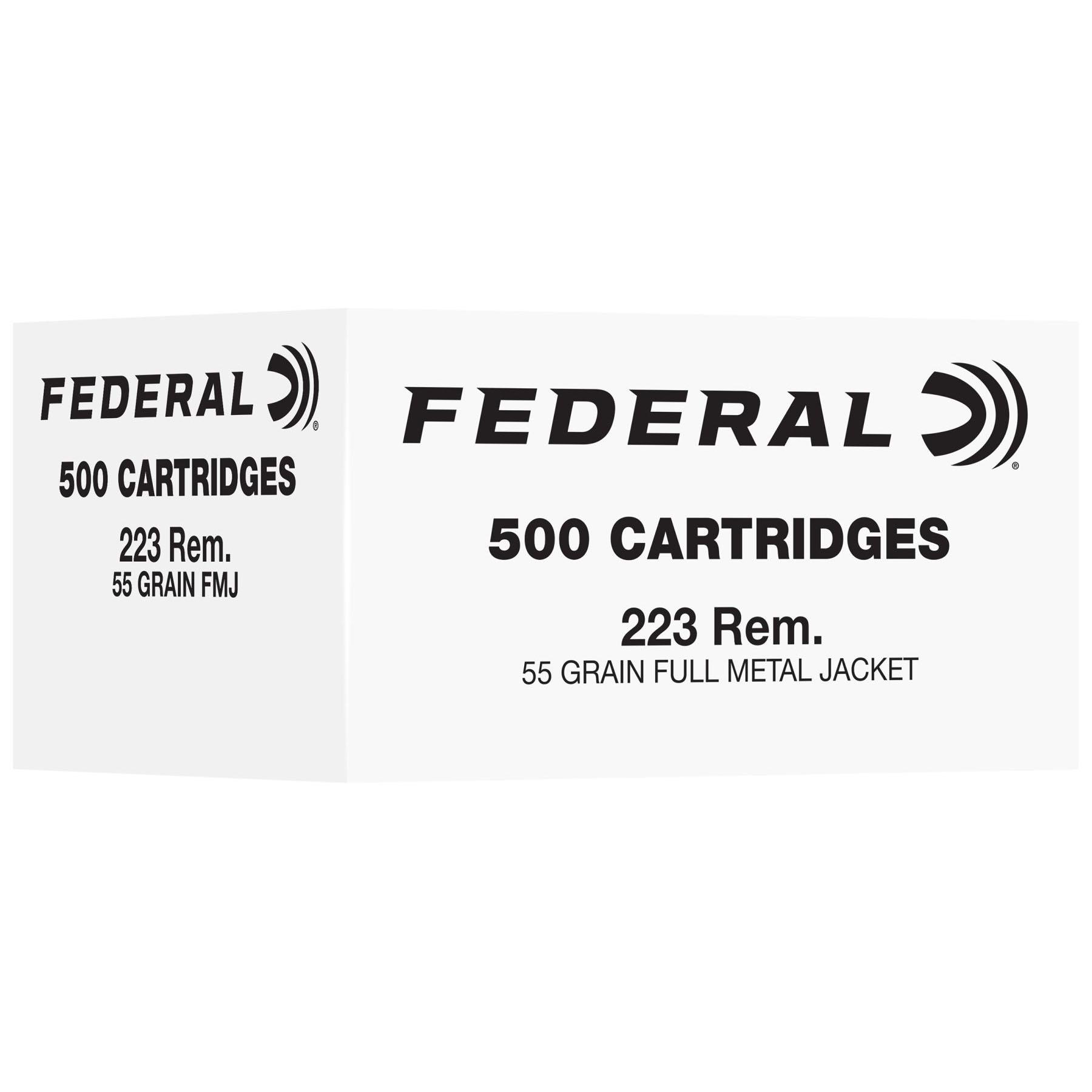 Federal Bulk Rifle Ammunition .223 Rem 55gr FMJ 3240 fps 500/ct