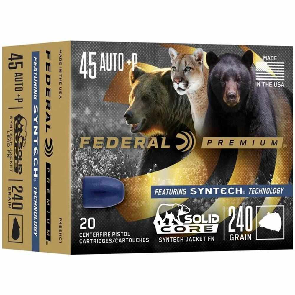 Federal Solid Core Handgun Ammunition .45 Auto(+P) 240 gr TSJ 20/ct