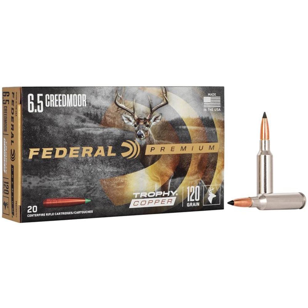 Federal Premium Trophy Copper Rifle Ammunition  6.5 Creedmoor 120gr TC 20/ct
