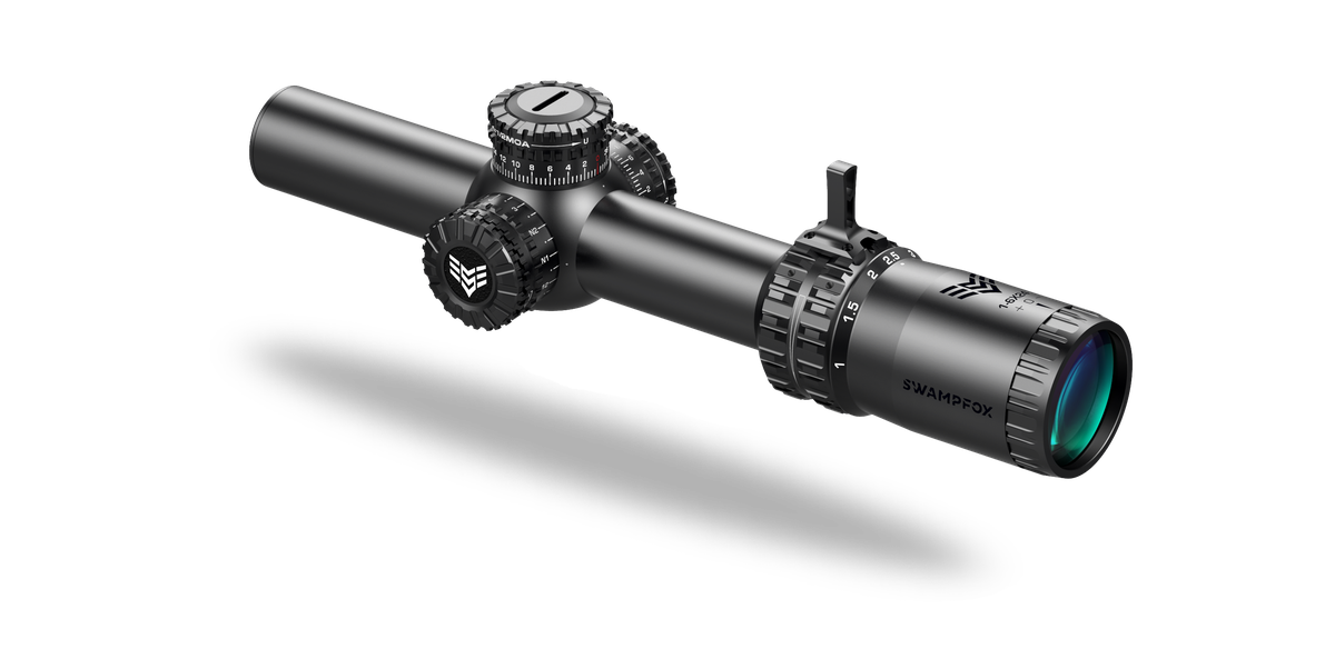 Swampfox Arrowhead LPVO Series Rifle Scope - 1-8x24 30mm SFP Red Guerrilla Dot BDC Long - Black