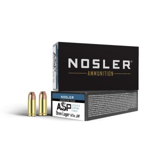 Nosler ASP Suppressor Ready Handgun Ammunition 9mm Luger 147gr JHP 950 fps 50/ct