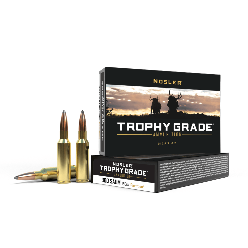 Nosler Partition Trophy Grade Rifle Ammunition .300 SAUM 180 gr PSP 2950 fps 20/ct
