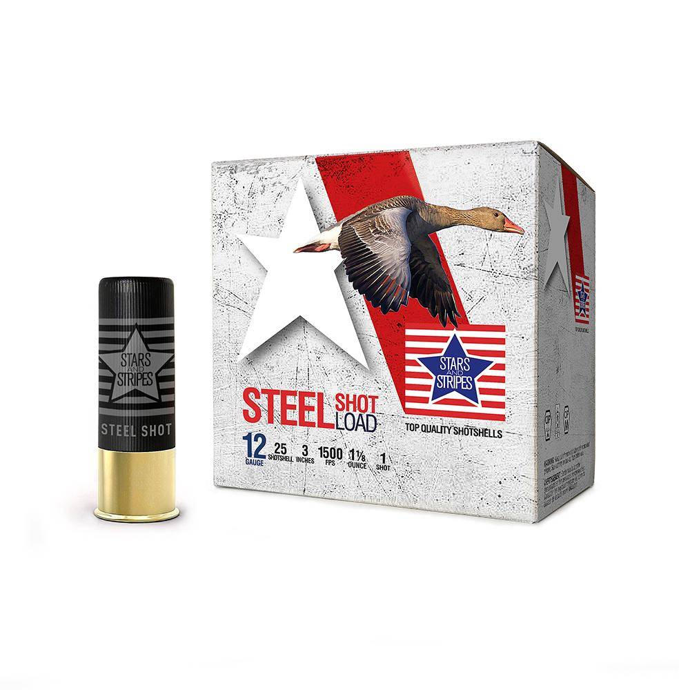 PPU Stars & Stripes Steel Shotshell 12ga 3'' 1-1/8 oz 1500 fps #1 25/ct
