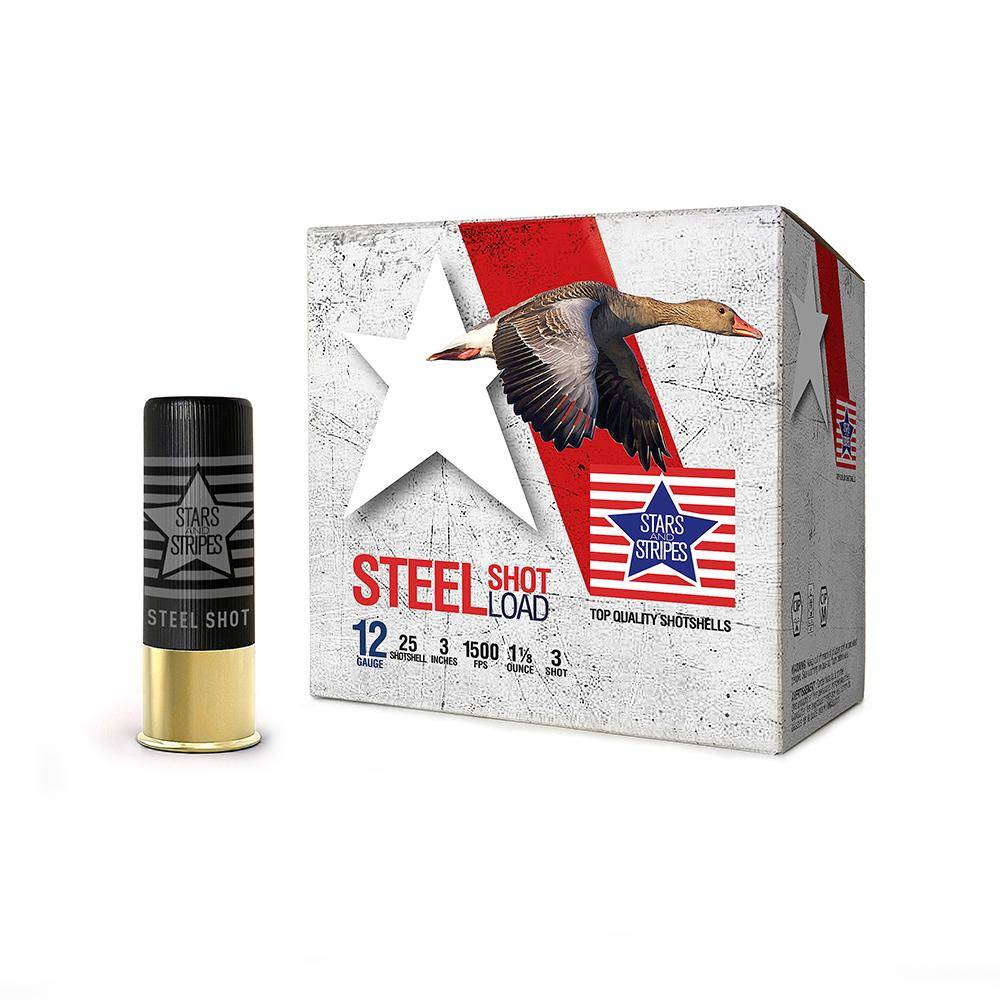 PPU Stars & Stripes Steel Shotshell 12ga 3'' 1-1/8 oz 1500 fps #3 25/ct