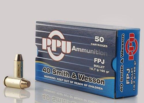 PPU Handgun Ammunition .40 S&W  165 gr FPJ  1541 fps 50/ct