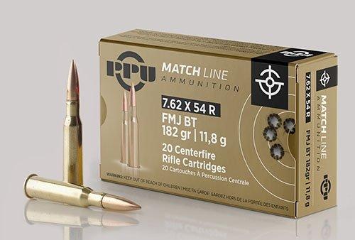 PPU Match Rifle Ammunition 7.62mm x 54R Match 182 gr FMJ-BT 2625 fps 20/ct