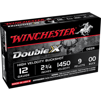 Winchester Double X High-Velocity Buckshot Shotshells 12 ga 2-3/4" 9 plts #00 1450 fps 5/ct