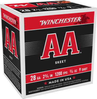 WINCHESTER AA 28GA 2-3/4" 3/4OZ #9SHOT 25RD BOX 250RD CASE