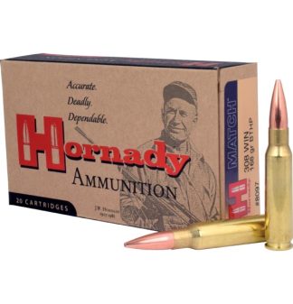 HORNADY MATCH 308 WIN 168GR BTHP 20RD BX 200RD CASE