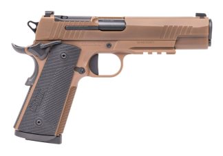 SIG SAUER 1911 X SERIES 45ACP 5" COYOTE TAN G10 GRIP, OPTIC RDY, 2-8RD