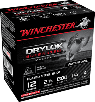 WINCHESTER DRYLOK STL MAG 12G 2-3/4' #4 1-1/4OZ 25RDS