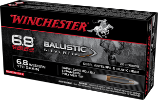 WINCHESTER BALLISTIC SILVERTIP 6.8 WESTRN 170GR 20RD BX 200RD CASE