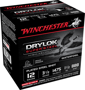 WINCHESTER DRYLOK SUPER STEEL 12 GA 3-1/2" BB HV 1-1/2 OZ 25 RD/BX 10 BX/CS