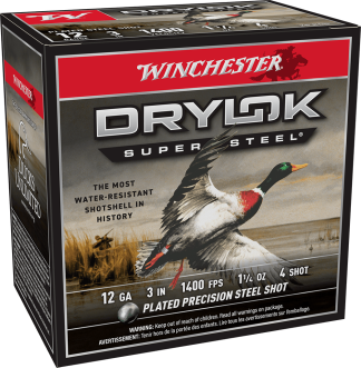 WINCHESTER DRYLOK SUPER STEEL 12 GA 3" #4 1-1/4 OZ 25 RD/BX 10 BX/CS
