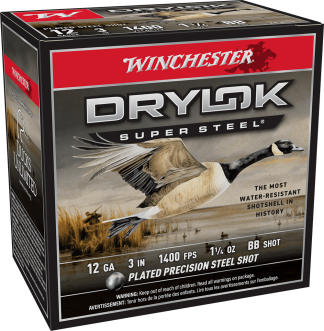 WINCHESTER DRYLOK SUPER STEEL 12 GA 3" BB 1-1/4 OZ 25 RD/BX 10 BX/CS