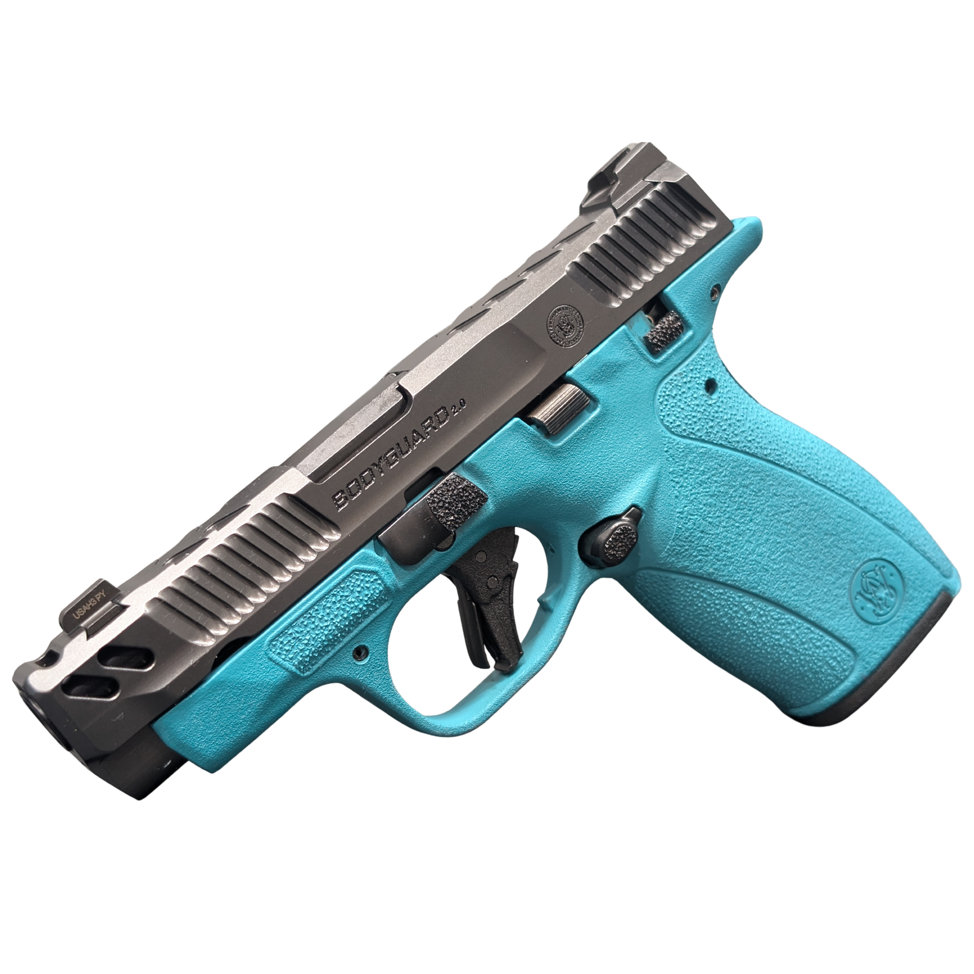 SMITH & WESSON PC BODYGUARD 2.0 CARRY COMP AZTEC TEAL FRM 380ACP PISTOL 3.1" M.S  1-10RD, 1-12RD MAG