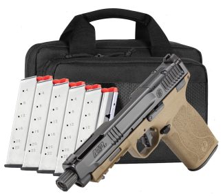 SMITH & WESSON M&P 5.7 CARRY ON BUNDLE 5" FDE 2 TONE O.R. NTS T.B. 6-22RD MAGS, SAVIOR BAG