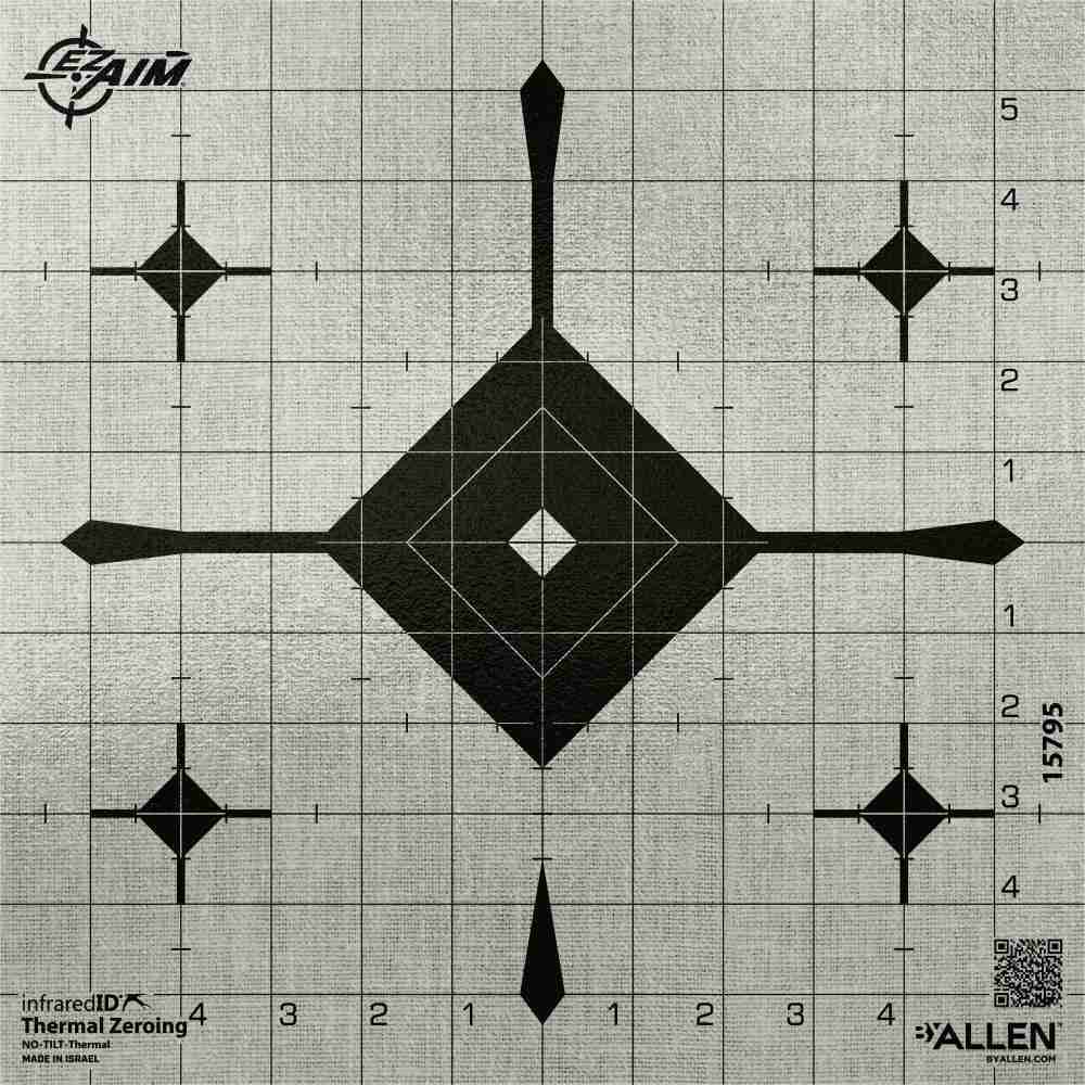 Allen EZ Aim Thermal ID Grid Bullseye Paper Target 12" x 12" - Gray