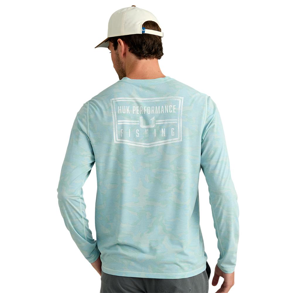 Huk Drift Performance Long Sleeve Shirt Heron Blue XL