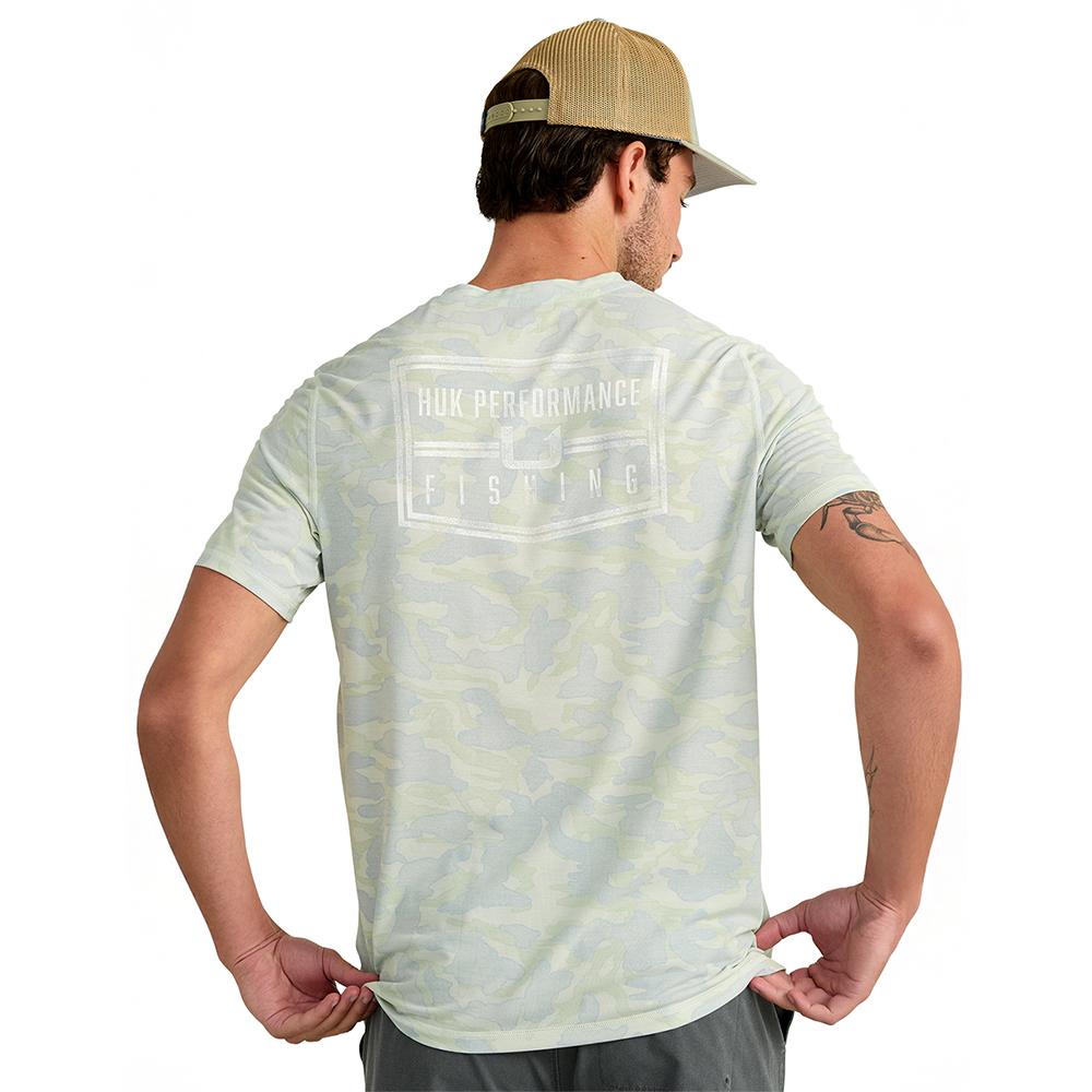 Huk Drift Performance Short Sleeve Shirt Pale Algae Camo M