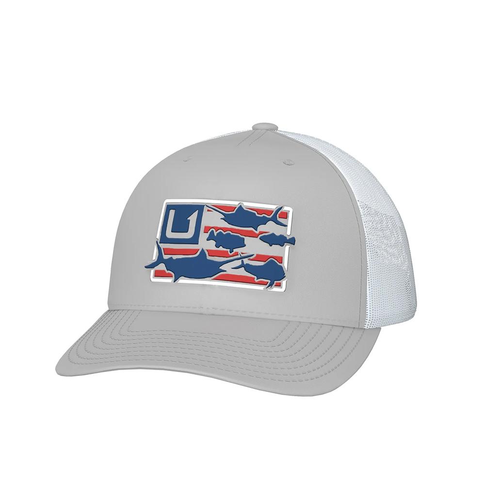Huk Trophy Flag Trucker Hat Light Grey