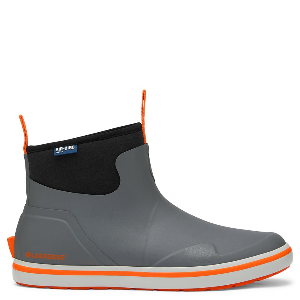 LaCrosse Mens Alpha Deck Boot 6" Grey/Orange Size 9