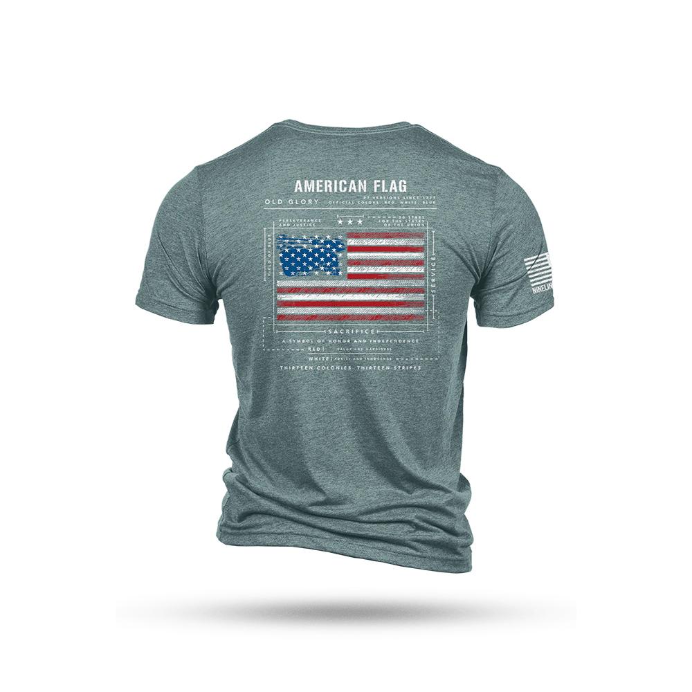Nine Line American Flag Schematic Short Sleeve Shirt Denim L