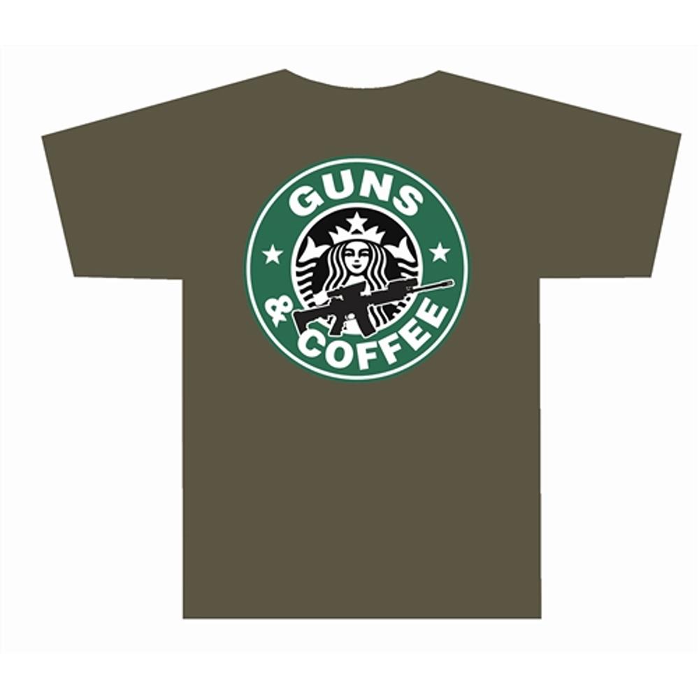 Tuff Products Guns and Coffee Short Sleeve Shirt OD Green 2XL