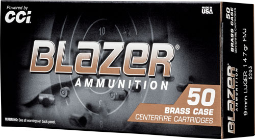 CCI BLAZER BRASS 9MM LUGER - 147GR FMJ 50RD 20BX/CS