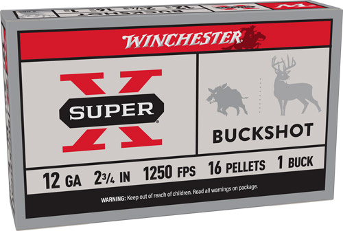 WINCHESTER SUPER-X 12GA 2.75" - #1 BUCK 16 PELLETS 5RD 50BX/CS