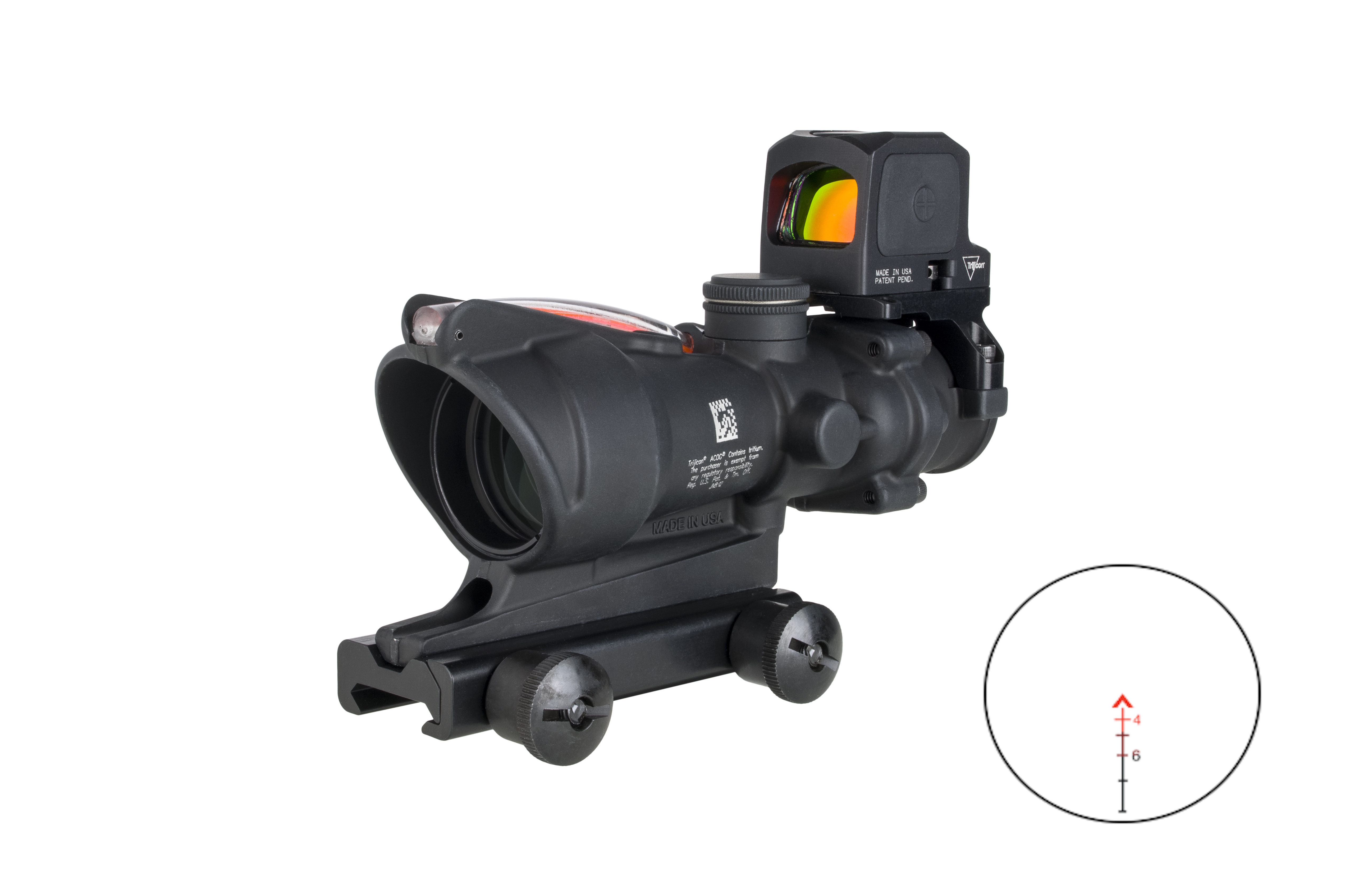 TRIJICON ACOG 4X32 RED CHEV .223 W/RCR