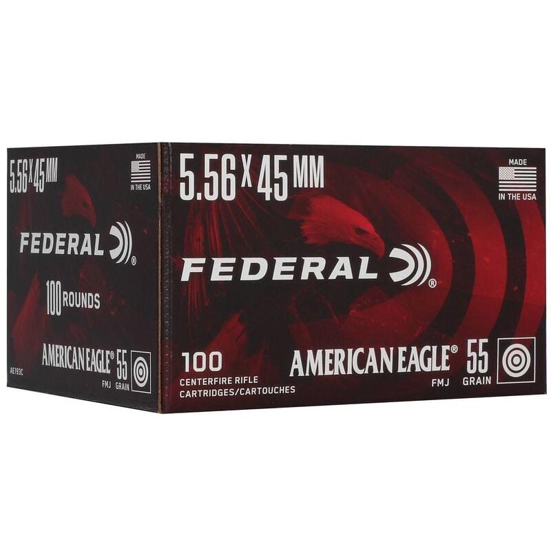 Federal American Eagle Rifle Ammunition 5.56mm 55gr FMJ 3165 fps 100/ct
