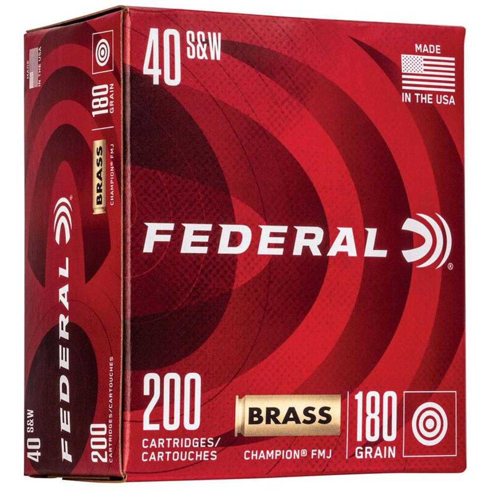 Federal Champion Training Handgn Ammunition .40 S&W 115gr FMJ 1000 fps 200/ct