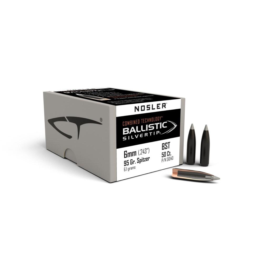 Nosler Ballistic SilverTip Hunting Rifle Bullets 6mm .243" 95 gr SBT-BSTIP 50/ct