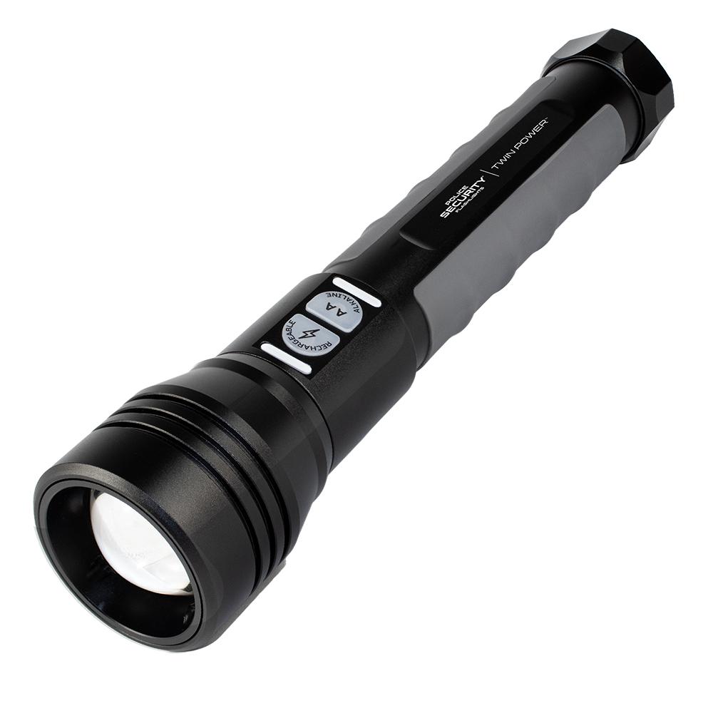 Police Security Flashlights Twin Power Flashlight 2000 Lumens Black