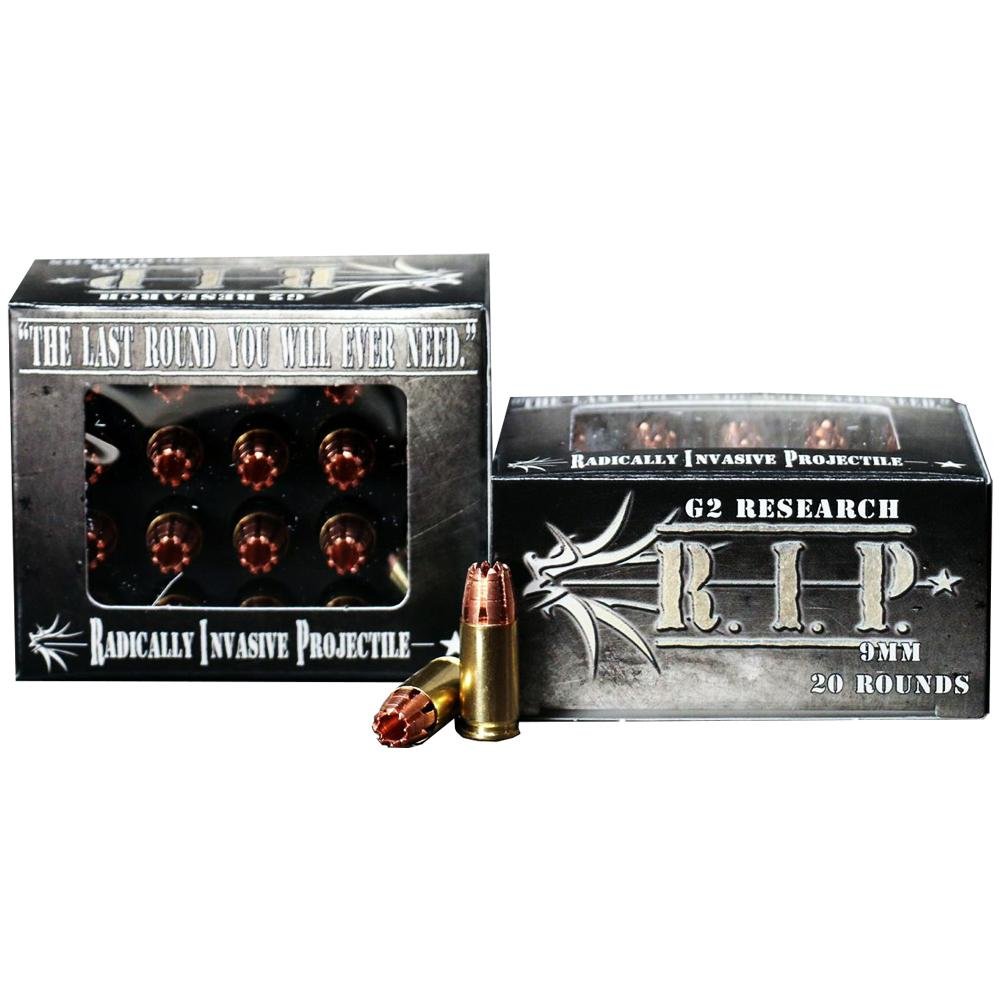 G2 Research R.I.P. Handgun Ammunition 9mm Luger 92 gr HP 1250 fps 20/ct