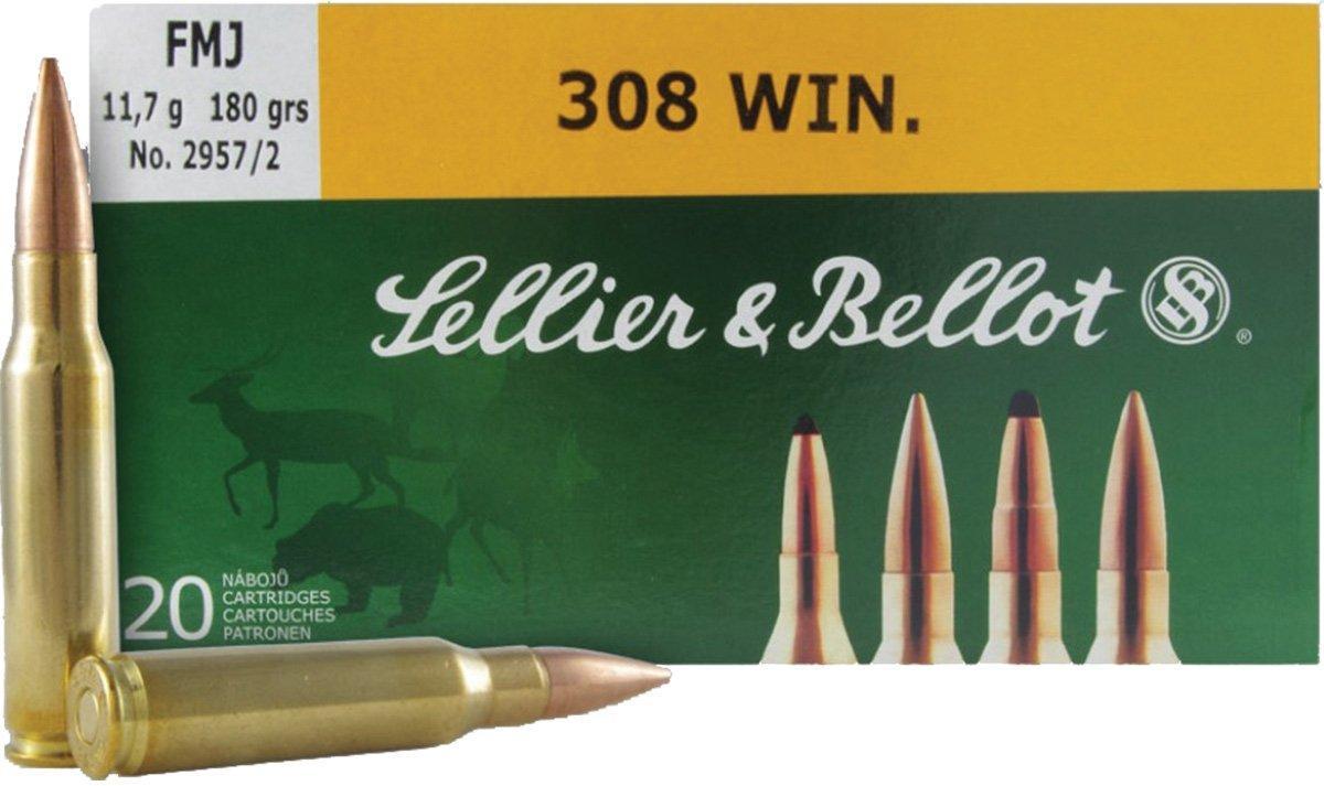 Sellier & Bellot Rifle Ammunition .308 Win 180 gr FMJ  - 20/box